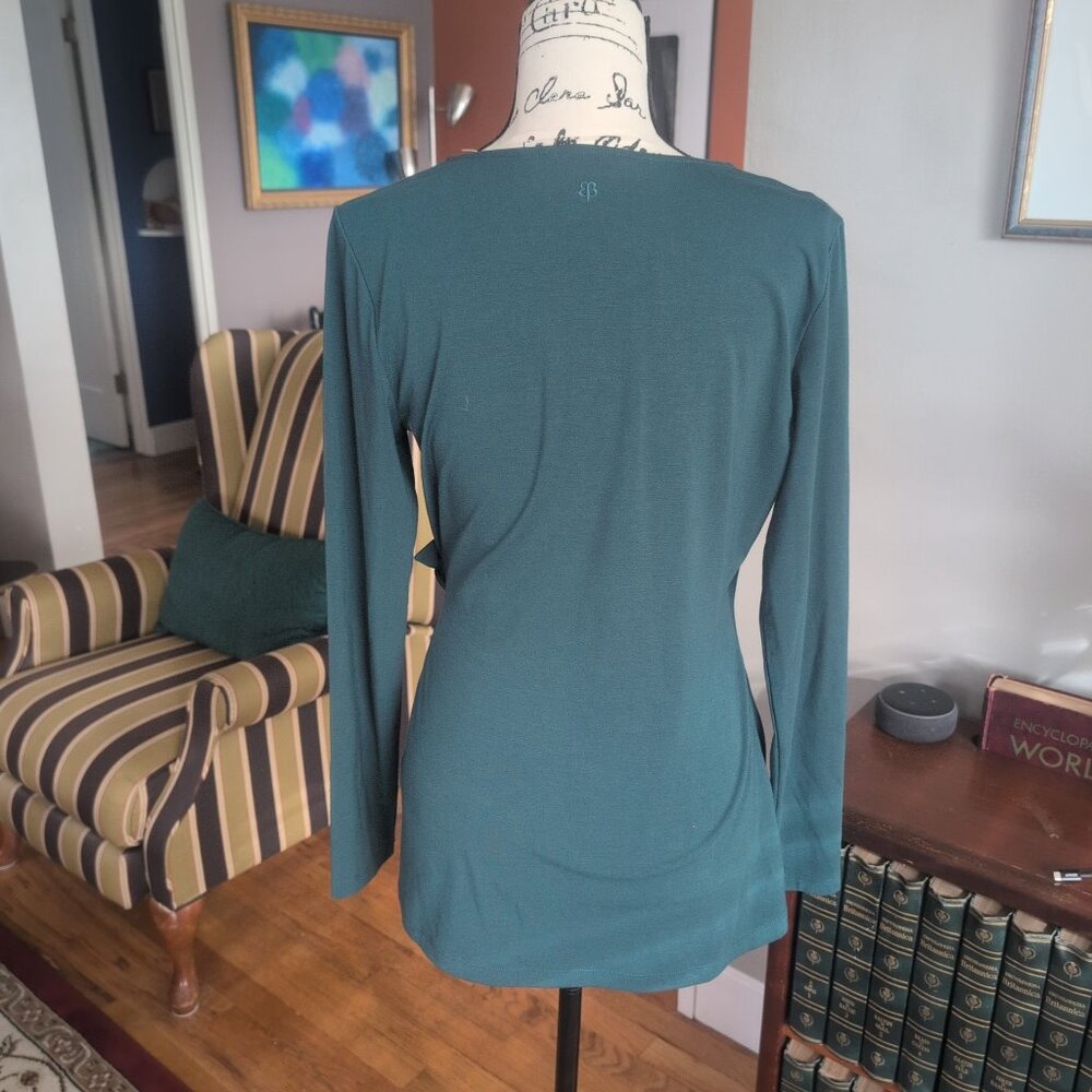 Betabrand Blouse Women’s Green Faux Wrap Long Sleeve Top Stretch V Neck NWOT Sz - Picture 5 of 10